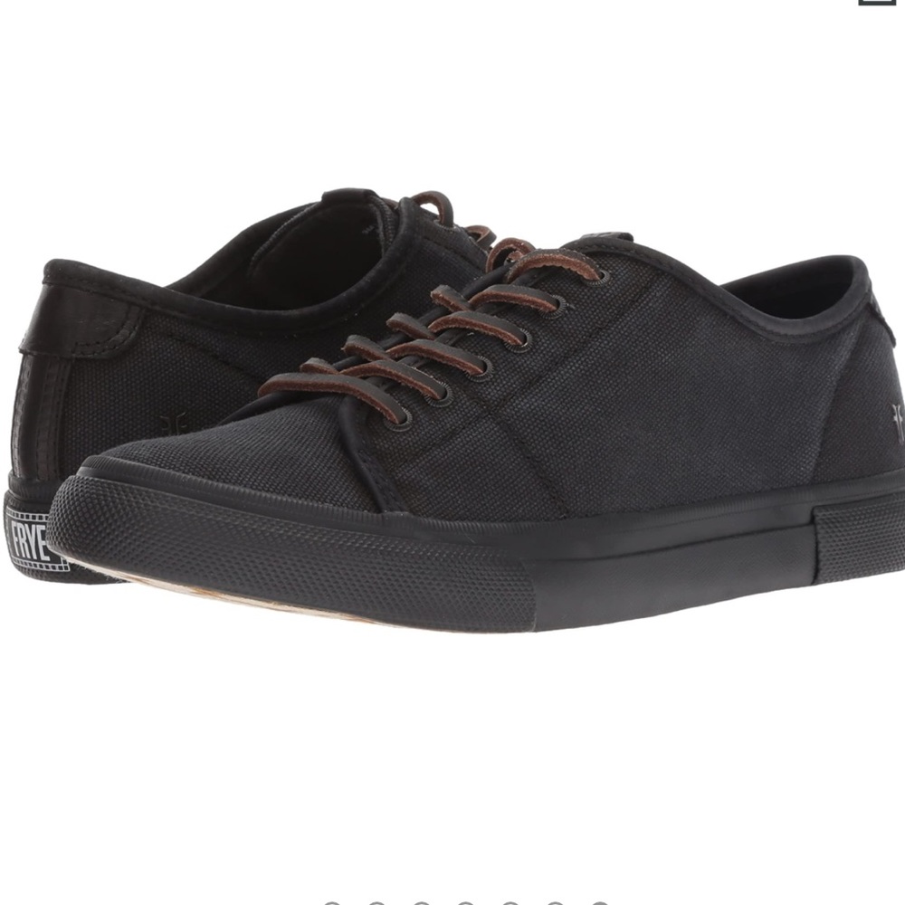 FRYE GIA ALL BLACK CANVAS LOW LACE SNEAKER SZ 10!